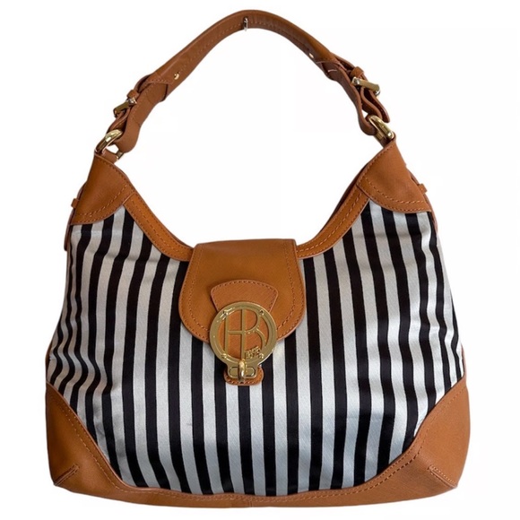 henri bendel Handbags - Henri Bendel Mrs. Bendel Centennial Striped Turnlock Hobo Shoulder Bag NWOT